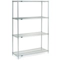 Nexel Stainless Steel, 5 Tier, Wire Shelving Starter Unit, 42W x 21D x 86H 21428S5